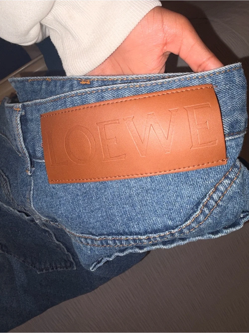 Loewe Blue Wide-Leg Jeans with White Knee Motifs - Picture 4 of 4